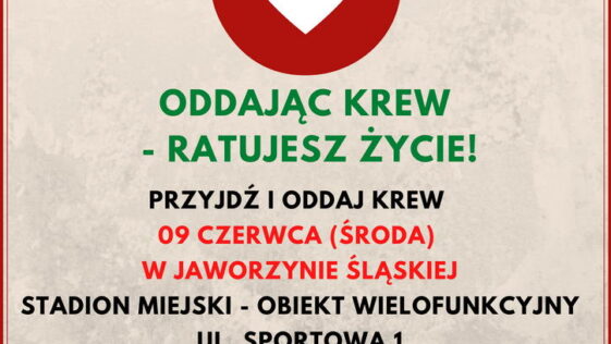 Zbiórka krwi w Jaworzynie Śląskiej plakat